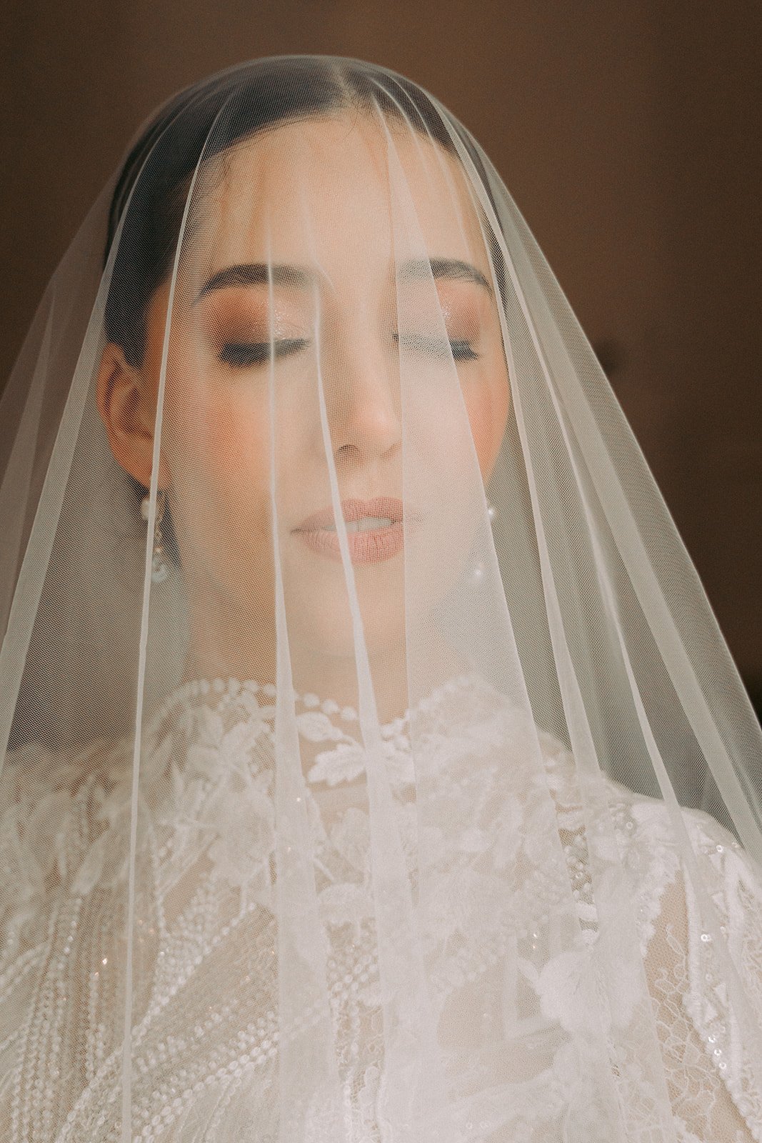 Cari's bridal veil portrait in soft light